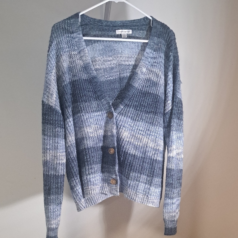 JohnPaulRichard Blue and White Button-Up Cardigan